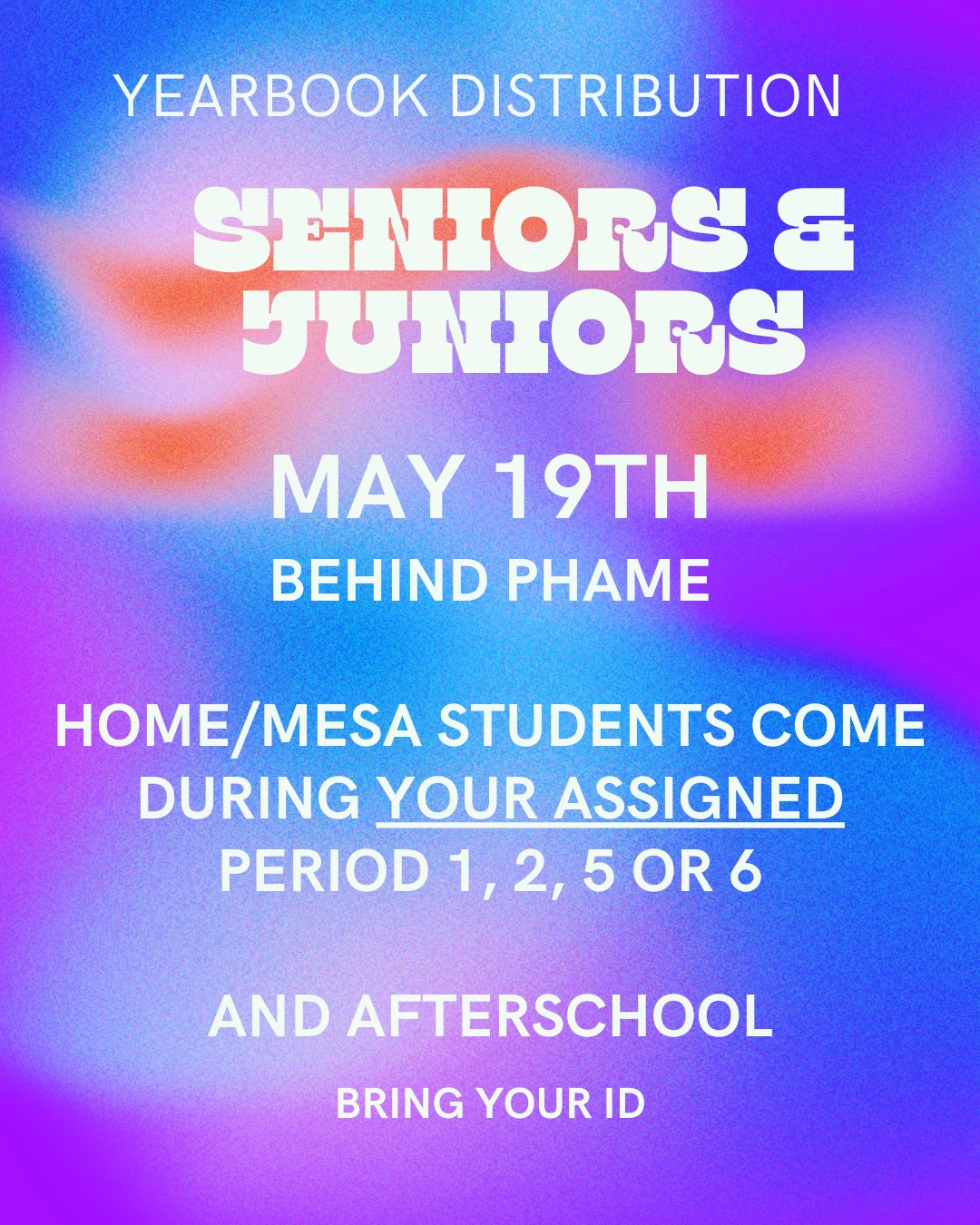 Yearbook Distribution for Sophomores & Freshmen